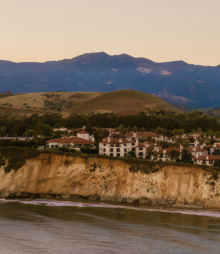 The Santa Barbara coastline at dusk